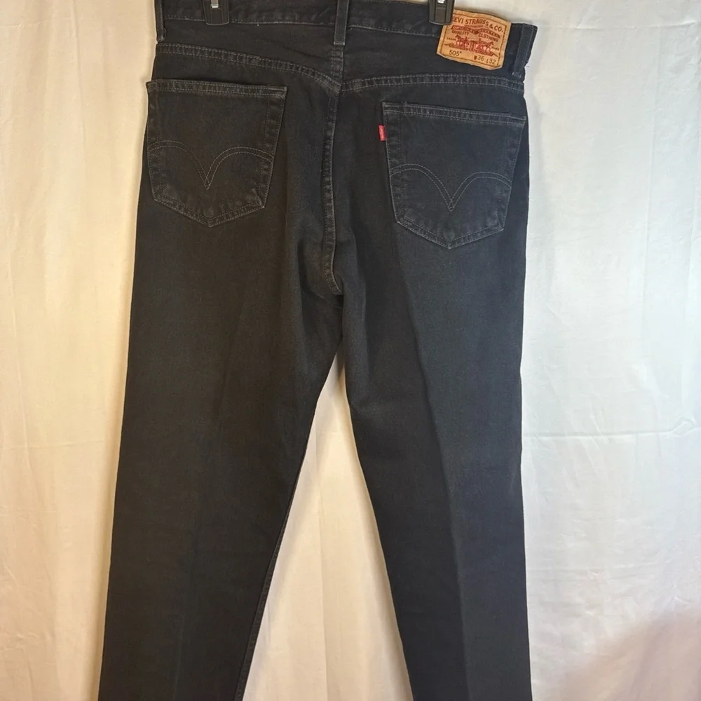 Levi's Men's Black Denim 505 Straight Jeans 36x32 Preowned